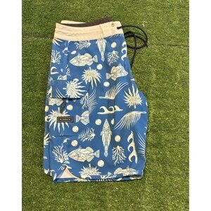 Vissla board shorts mens 30 blue 9" inseam ocean swim trunks lighweight 44